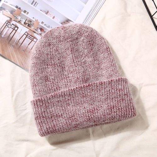 Bonnet En Laine De Lapin Pour Femme, Couleur Unie, Doux, Chaud, Tricoté, Skullies, À La Mode, Collection Hiver 2021