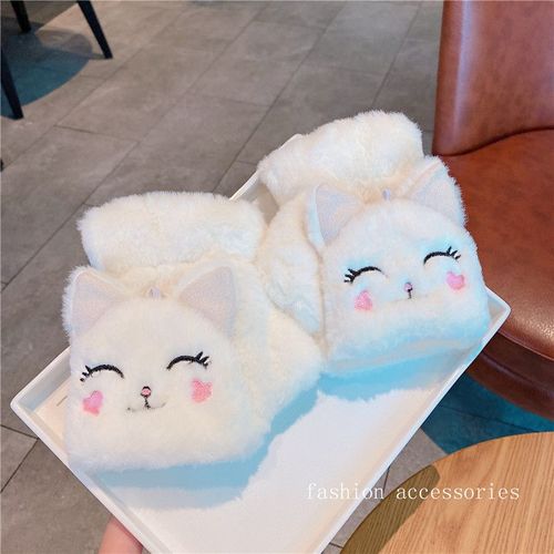 Gants De Conduite En Fourrure De Lapin, Mitaines En Peluche, Sans Doigts, À Rabat, Demi-Doigt, Gants Chauds Et Épais Pour Femmes Et Filles, Hiver