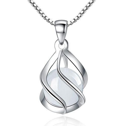 Collier Avec Pendentif Rond En Pierre De Lune Et Opale Blanche Plaquée Argent, Bijoux De Luxe Pour Femmes, À La Mode, Chaîne De Clavicule, Court