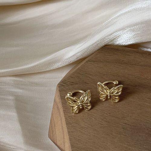 Clips D'oreille Papillon Vintage En Métal Creux Pour Femmes Et Filles, 1 Pièce, Mode, Mignon, Sans Piercing, Faux Cartilage, Brincos, Bijoux Cadeau