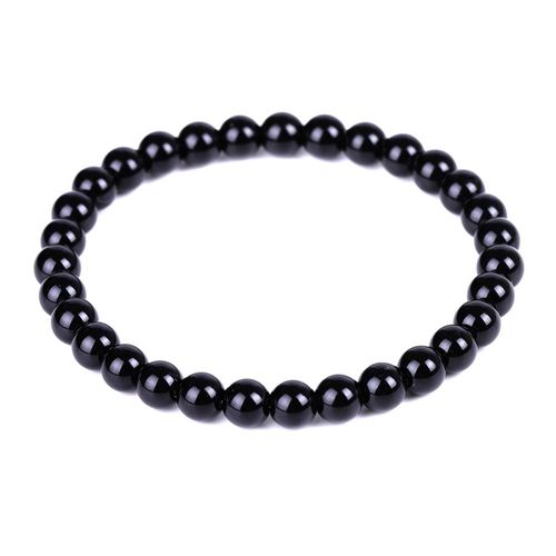 Bracelet En Pierre Naturelle Élastique Pour Hommes Et Femmes, Breloque En Perles D'obsidienne Noires, Bijoux Amincissants, Yoga, Méditation
