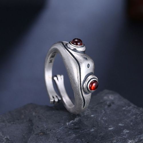 Bague Vintage En Grenat De Grenouille, Anneau Rouge Neutre, Ouvert, Réglable, Bijoux De Doigt, Cadeau Pour Couple, Saint-Valentin