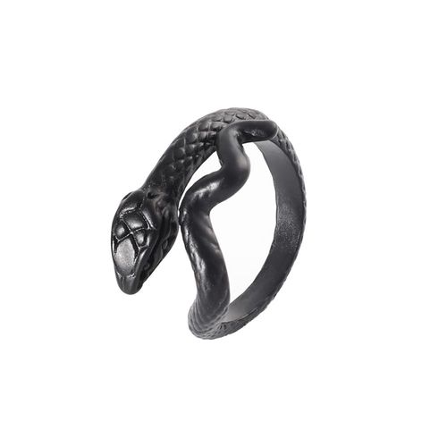 Bague Serpent Rétro Punk Pour Hommes Et Femmes, Couleur Noire Exagérée, Personnalité Vintage, Stéréoscopique, Ouverture Ajustable, Bijoux