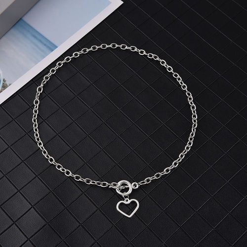 Collier Ras Du Cou En Forme De C¿Ur Pour Femme, Bijou Simple Et Tendance, Couleur Argent, Chaîne De Clavicule, Breloque De Fête
