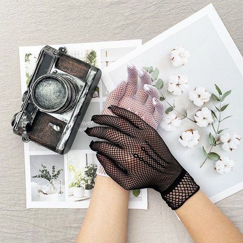 Gants De Conduite En Résille Et Dentelle Pour Femmes, Noirs Et Blancs, Résistants Aux Uv, Pour L'été, À La Mode, Pour Robe De Soirée
