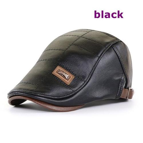 Béret En Cuir Pour Hommes, Casquette Plate, Chaude, Ajustable, Haute Qualité, Gatsby, Rétro