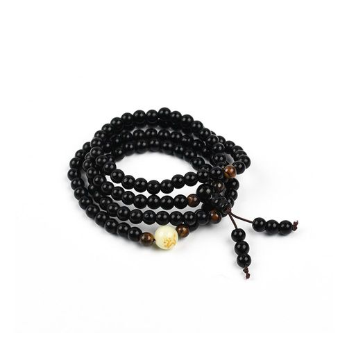 Bracelets Chapelet De Prière Mala En Obsidienne Pour Hommes Et Femmes, 108 Perles Lumineuses, Bouddha Bouddhiste, Pierre De Méditation, En Bois