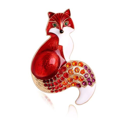 Broches Renard Strass Pour Femmes, En Émail, 6 Couleurs Disponibles, Design D'hiver, Manteau, Épingles Décontractées, Bijoux Cadeaux