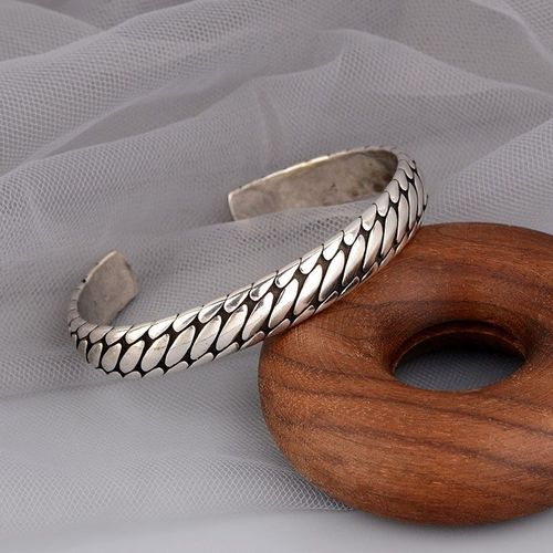 Bracelet Élégant Plaqué Argent Tai Pour Femmes, Motif Ovale Rétro, Style Minimaliste, Bijoux De Fête De Mariage