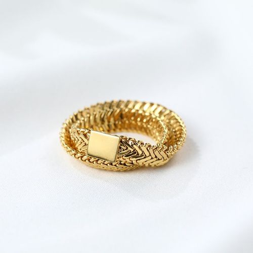 Bague Dorée Tissée En Os De Serpent Pour Femmes, Vintage, Double Couche, Anneaux Géométriques Croisés, Minimaliste, Bijoux À La Mode