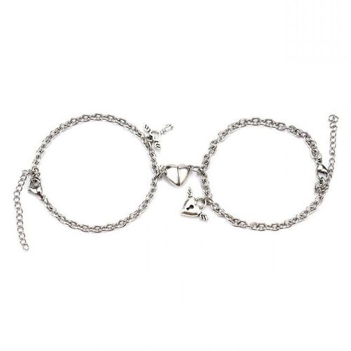 2 Bracelets D'attraction Magnétique En Forme De C¿Ur Pour Couples, En Acier Inoxydable, Serrure À Ailes D'ange, Bijoux De Charme Pour Hommes Et Femmes, Cadeaux, Pièces/Ensemble