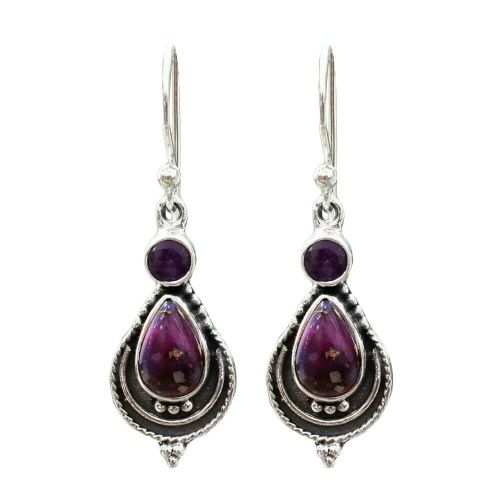 Boucles D'oreilles Rétro Pour Femmes, Mode Goutte D'eau Strass Incrusté, Breloque Crochet, Bijoux Cadeau, Nouveaux Accessoires Pour Femmes Violet