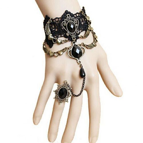 Bracelet En Dentelle Noire, Fabrication Fine, Élégant, Collier, Anneau De Doigt Tendance, Ajouré, Bijoux À La Mode