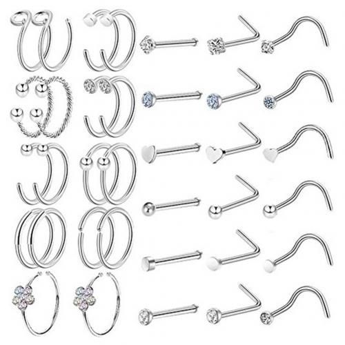 Anneaux De Nez Unisexe En Forme De C, 36 Pièces, Strass, Piercing, Kit De Piercing, Bijoux Pour Le Corps