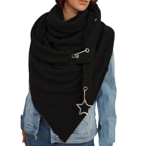 Écharpe Chaude Pour Femmes, Mode, Couleur Unie, Bouton Enveloppant Doux, Poncho Épais, Châle Pour Femmes