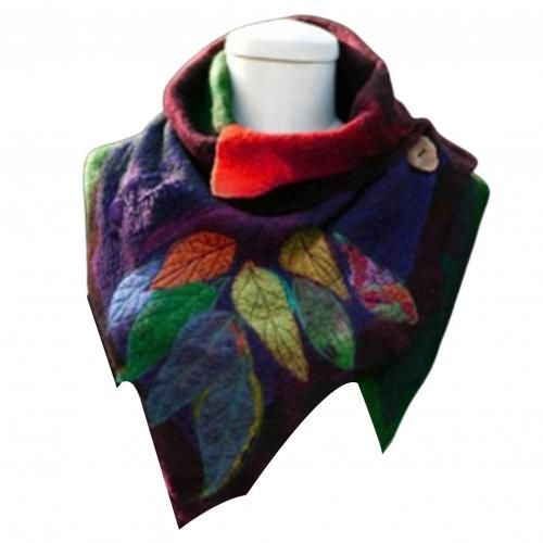 Foulard Vintage Pour Femmes, Imprimé Feuilles, Doux, Irrégulier, Bouton Chaud, Châle, Polyvalent, Automne, Hiver, 2020