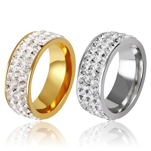 Bague 3 Rangées En Titane Et Acier Pour Femmes, Anneau Ouvert, Cadeau De Fiançailles Et De Mariage, Nouvelle Mode