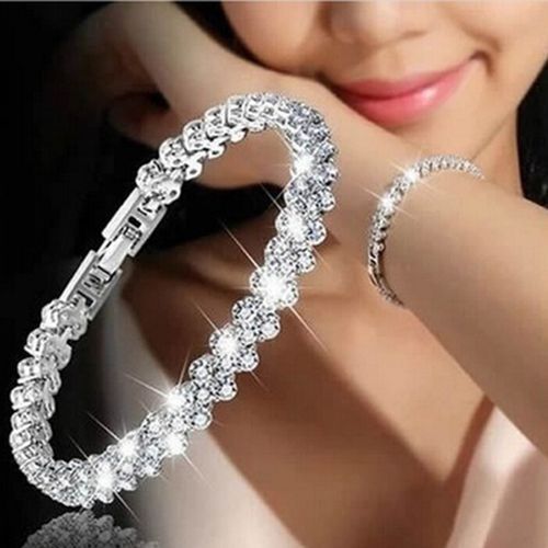 Bracelet Incrusté De Strass Pour Femmes, Chaîne À Boucle, Charmant, Cadeau, Bijoux