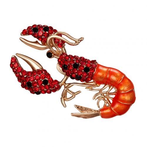 Broche En Forme De Homard Pour Femmes, Strass, Émail, Animal, Corsage, Costume, Accessoire De Revers, Dessin Animé Drôle, Bijoux Cadeaux Pour Enfants, Sac D'école