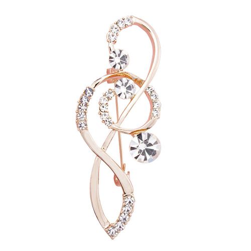 Broche En Or Rose Avec Strass Pour Femme, Accessoire De Musique