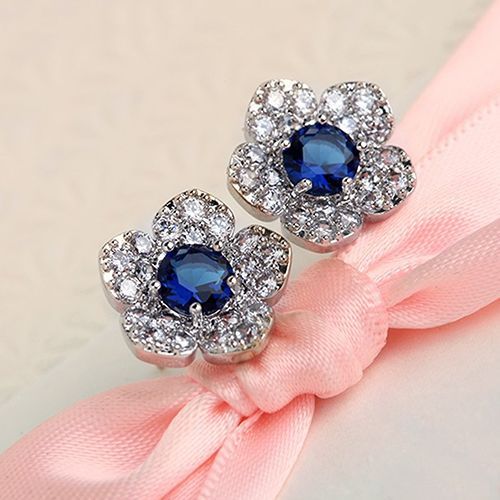 Boucles D'oreilles À Fleurs En Cristal Bleu Pour Femmes, Mode Coréenne, Élégantes, Cadeaux De Fête, Nouvelle Collection
