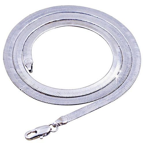 Collier Ras Du Cou Pour Hommes Et Femmes, Simple, Plaqué Argent, Cadeau Plat, Chaîne Serpent À Chevrons