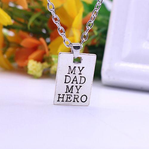 Collier Pendentif Créatif Avec Lettres Imprimées My Hero My Dad, Chaîne, Cadeau D'amour Pour La Famille