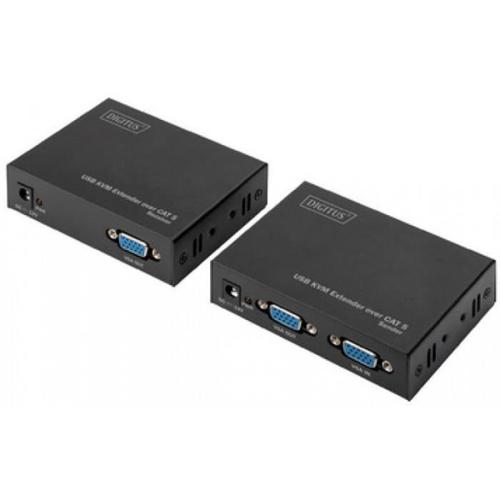 DIGITUS USB KVM Extenderset, Lokal + Remote, 200 m, Kat. 5 0,000000 Noir