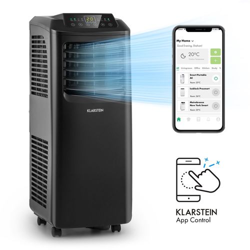 Climatiseur mobile avec evacuation - Klarstein - 7000 BTU - refroidisseur d'air silencieux - rafraichisseur d'air - Noir