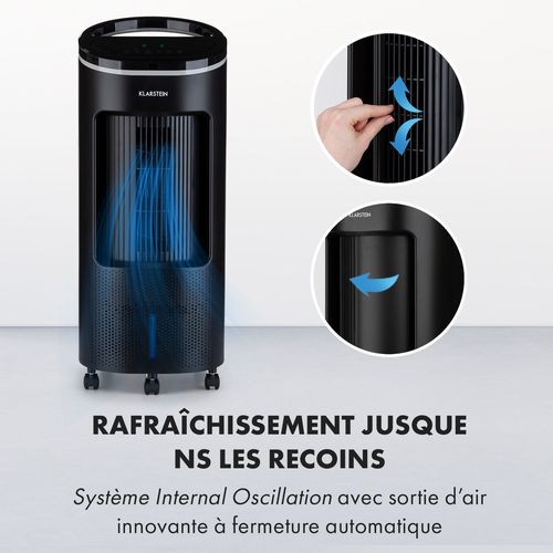 Rafraîchisseur d'air - Klarstein - silencieux - Ventilateur humidificateur d'air - climatiseur mobile sans evacuation - Noir