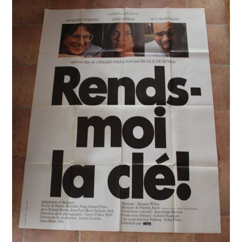Rends Moi La Clé - Jacques Dutronc - Birkin , Affiche Cinema Originale 120 X 160 Cm