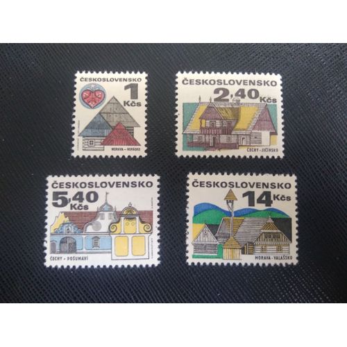 Timbre Tchecoslovaquie Yt 1831 /34/36/39 Séries: Architecture Populaire 1971 ( 190406 )