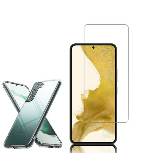 Coque Silicone Pour Samsung Galaxy S22 5g 6.1" Gel Ultraslim Et Ajustement Parfait - Transparent + 1 Film Verre Trempé - Transparent