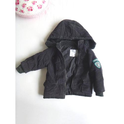 Parka Hiver Kimbaloo Capuche Velours Coton Gris 18 Mois Bébé Garçon Fille Blouson Manteau Zip