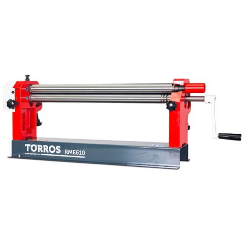 Rouleuse de tôles manuelle d'établi à 3 rouleaux largeur du travail 610 mm épaisseur jusque 0,8 mm en acier Torros RME610