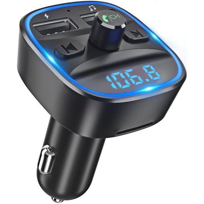 LENCENT Transmetteur FM de voiture Bluetooth, Bluetooth Lecteur MP3  Adaptateur Radio sans Fil Kit