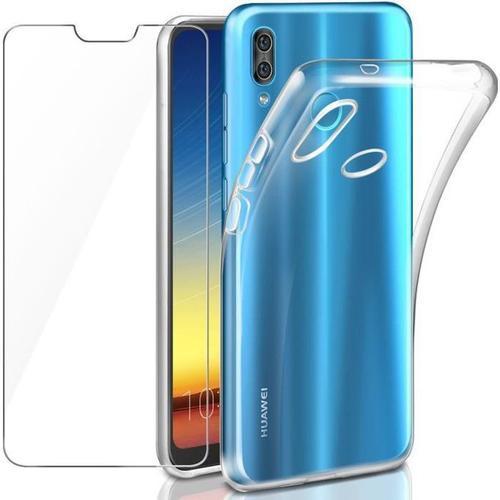 Coque Huawei P20 Lite Transparente + Verre Trempé Écran Protecteur Souple Silicone Étui Protection Bumper Housse Clair Tpu Gel Case