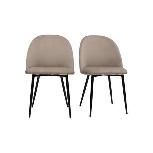 Chaises Design Velours Taupe Et Métal Noir (Lot De 2) Jovi