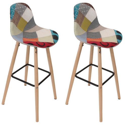 Patchwork - Lot De 2 Tabourets De Bar Scandinaves