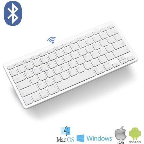 Clavier Bluetooth,Clavier Sans fil (AZERTY) Mini Clavier Français Ultra-mince et Portable pour iOS(Mac)/Windows/Android PC Tablette