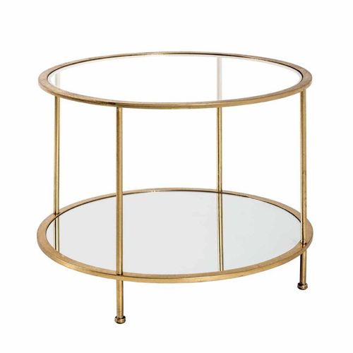 Paris Prix - Table D'appoint Ronde En Verre "Alizée" 60cm Or