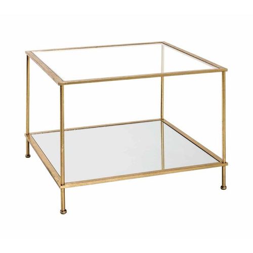Paris Prix - Table D'appoint Carrée En Verre "Alizée" 60cm Or