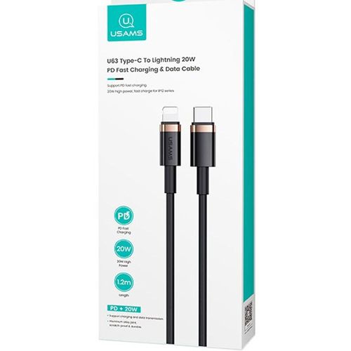 Câble USB iPhone Lightning vers USB-C Usams Braided 1.2m tressé