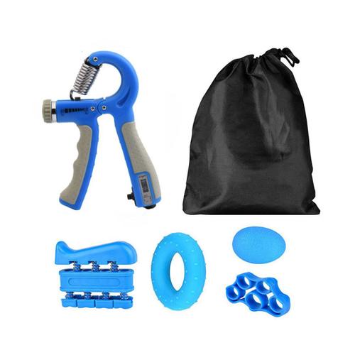 5pcs Musculation Main Kit,Ajustable Comptage Pince À Main La Résistance Exerciseur De Doigt Exerciseur Poignet(Bleu)