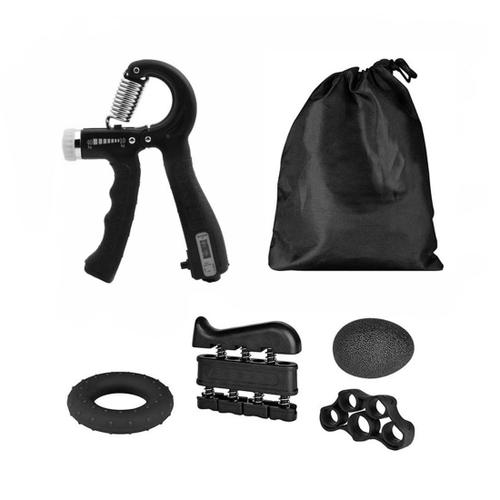5pcs Musculation Main Kit,Ajustable Comptage Pince À Main La Résistance Exerciseur De Doigt Exerciseur Poignet(Noir)