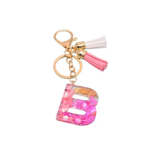Porte-Clés Avec Pendentif En Forme De Lettre Initiale Pour Femme, Décoration De Coquillage, Pratique, Glands De Couleur Contrastée
