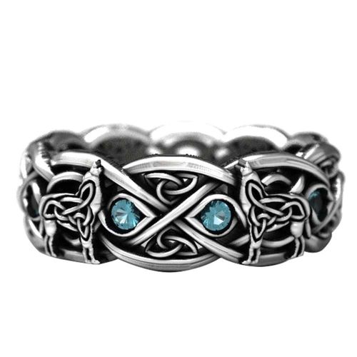 Bague Vintage Pour Hommes Et Femmes, En Plaqué Argent, Faux Loup Incrusté, Bijoux De Fête, Cadeau
