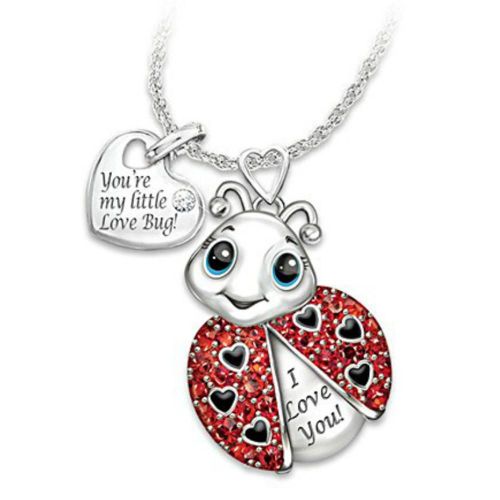 Collier Avec Pendentif En Strass Incrusté Pour Femmes, Coccinelle, C¿Ur, Chaîne, Bijoux, Cadeau