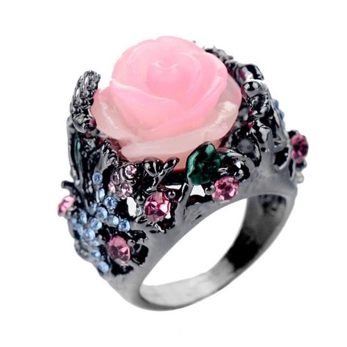 Bague De Fiançailles En Strass, Fabrication Fine Unique, Bague Décorative Robuste Pour Filles