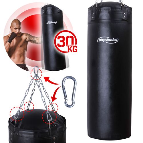 Sac De Frappe - Rempli, Ø 35 Cm, 4 Chaînettes, 2 Mousquetons Et Crochet Pivotant Inclus - Sac De Boxe Adulte, Punching Bag, Équipement De Mma, Muay Thai, Kickboxing, Arts Martiaux